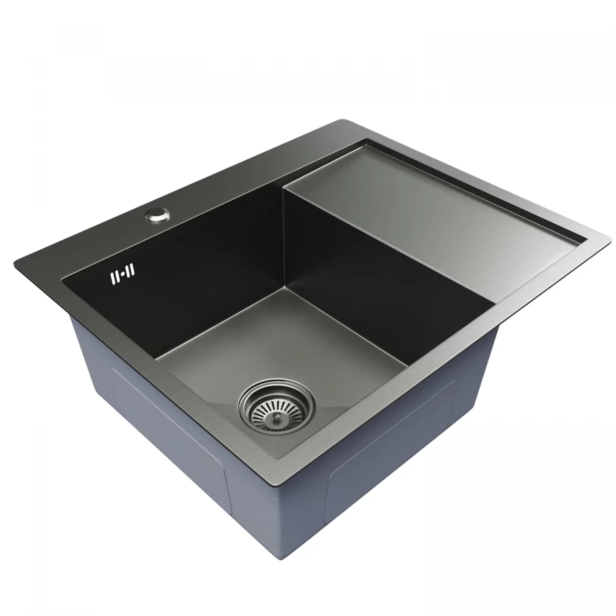 Мойка MixLine Pro настольный монтаж 20см с сифоном черный графит 60х50 см 552926
