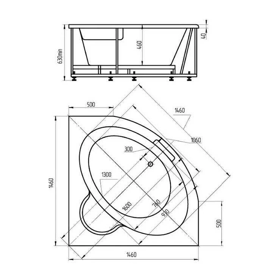 Акриловая ванна Aquatek Калипсо KAL146-0000005 146x146 см