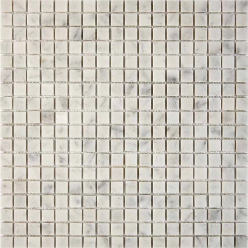 Мозаика Pixel mosaic Мрамор Bianco carrara чип 15х15 мм сетка Матовая Pix 239 30,5х30,5 см