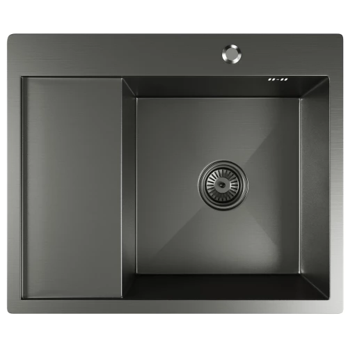 Мойка MixLine Pro настольный монтаж 20см с сифоном черный графит 60х50 см 552929