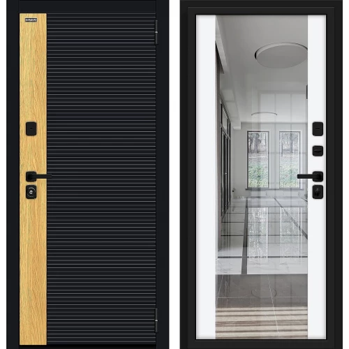 Входная дверь Bravo Эво/SBlack 205x86 Black Shell-Wotan Oak/White Silk левое открывание