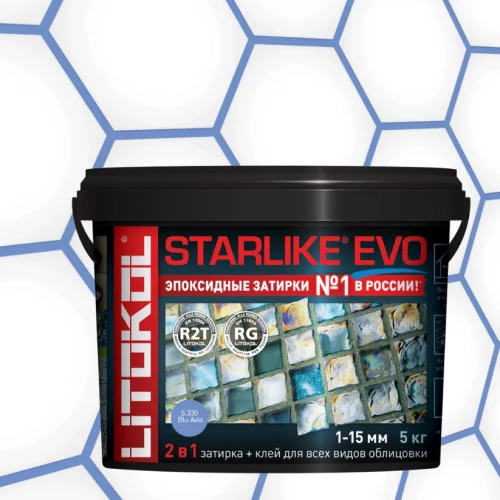 Затирка Litokol Starlike EVO эпоксидная двухкомпонентная S.330 Blu Avio L0485340004 5 кг