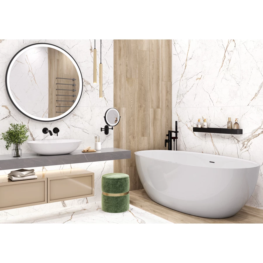 Керамогранит ALMA Ceramica Rock Line матовый белый GFU6060RKL04R 60х60 см