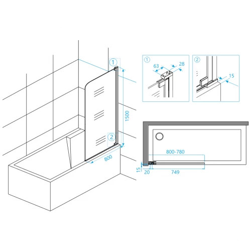 Шторка на ванну RGW SC-01 03110108-11 800 прозрачное