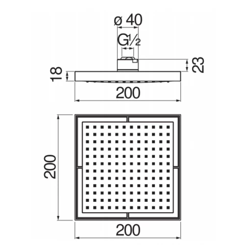 Верхний душ Nobili Mia Velvet black черный матовый AD139/17CBM 20 см