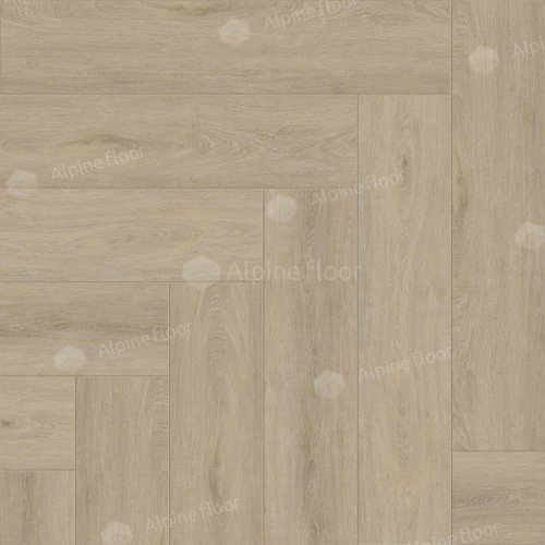Каменный SPC ламинат Alpine Floor Parquet Light синхронное тиснение Дуб Денеб ЕСО 13-25 43 класс 4 мм 1.95 кв.м 60х12.5 см