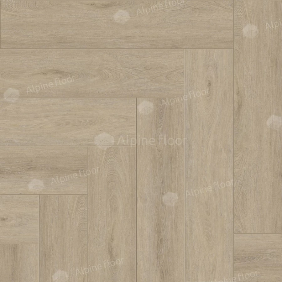Каменный SPC ламинат Alpine Floor Parquet Light синхронное тиснение Дуб Денеб ЕСО 13-25 43 класс 4 мм 1.95 кв.м 60х12.5 см