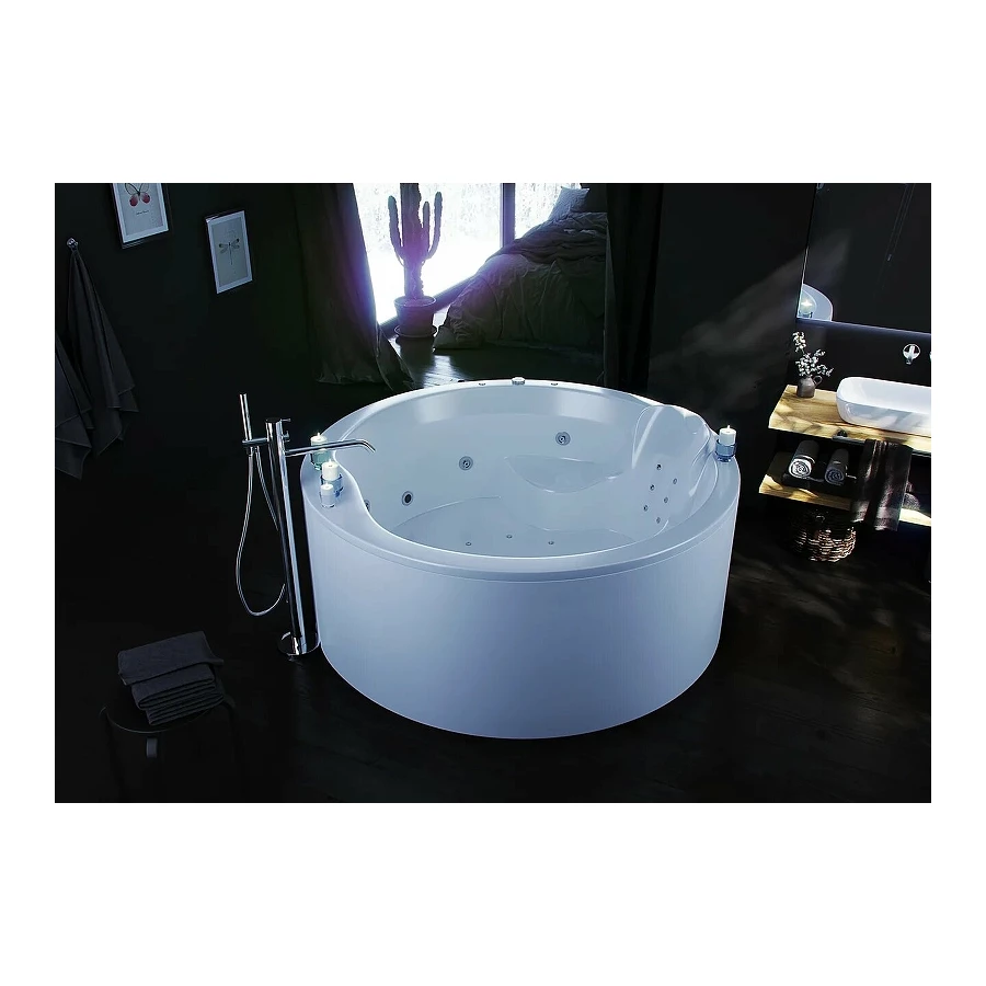 Акриловая ванна Aquatek Аура без гидромассажа с фронтальной панелью с каркасом вклеенный со слив переливом AUR180-0000033 180х180 см