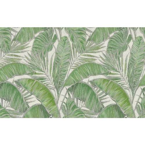 Обои флизелиновые Аспект Deluxe Монтеверде белые зеленые 70389-17 1,06х10,05 м