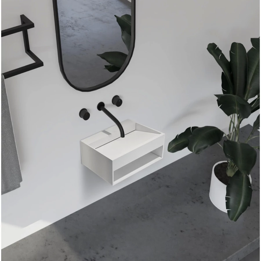 Тумба с раковиной Abber Stein подвесная белая матовая AS2645-0.8 80x28 см