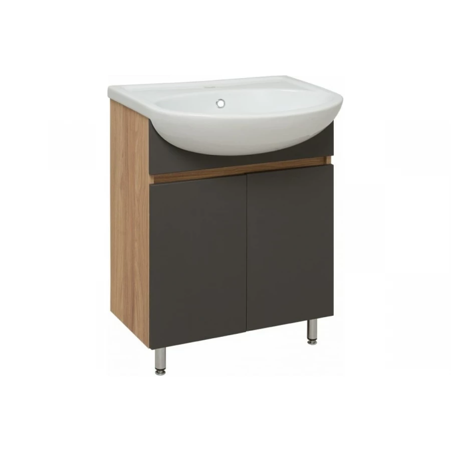 Тумба под раковину Runo Лада 60 графит под умывальник Уют 60 00-00001165