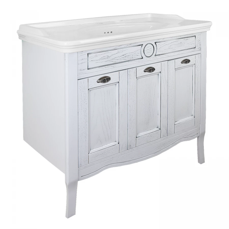 Комплект Тумба Azario Carolina 100 патина с раковиной Artdeco 100 Kale белый черный CS00090677 100х88х50 см