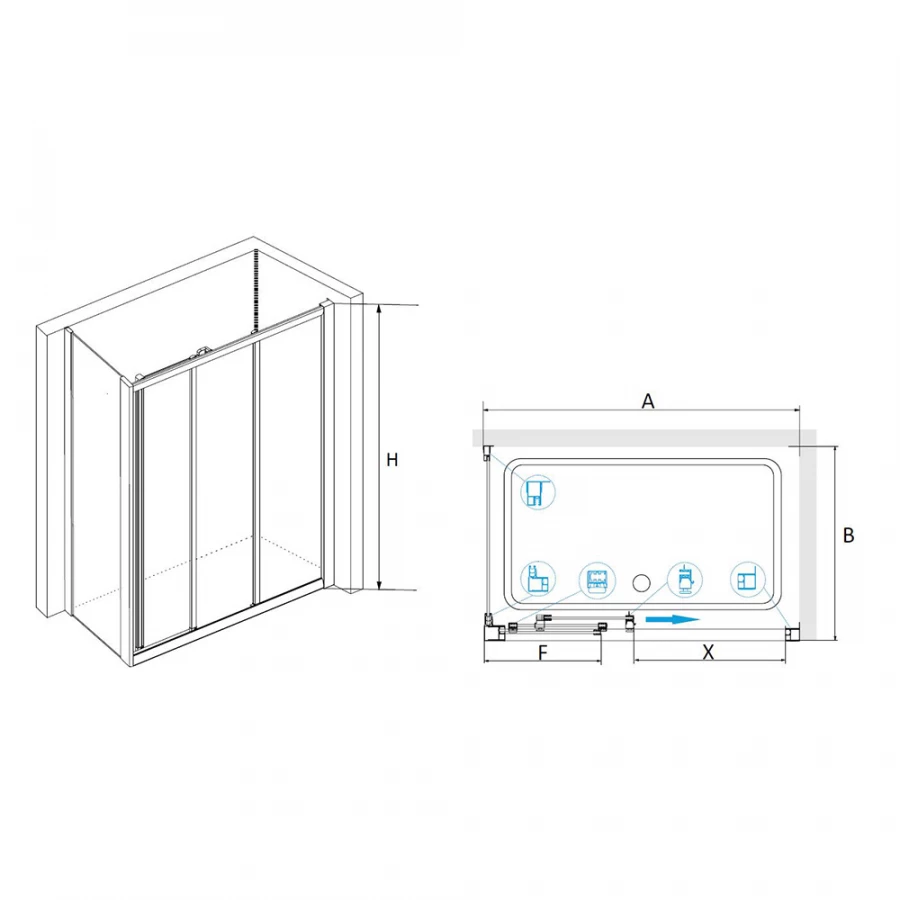 Душевой уголок RGW CL-40 CL-11 + Z-12 Прозрачное 04094018-11 110х80 см
