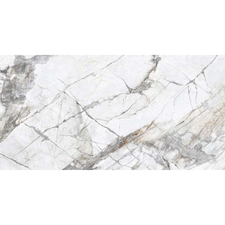 Керамогранит Planet Ceramics UKYF 6234 глянцевый с золотом белый 120х60 см