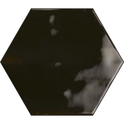 Плитка керамическая Ribesalbes Хоуп Неро Грапhито Hеx Глоссы / Hope Nero Graphito Hex Glossy глянцевая черная PT03127 17,3х15 см