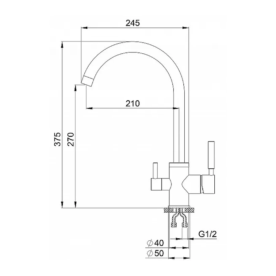 Смеситель для кухни Granula 2168 пирит