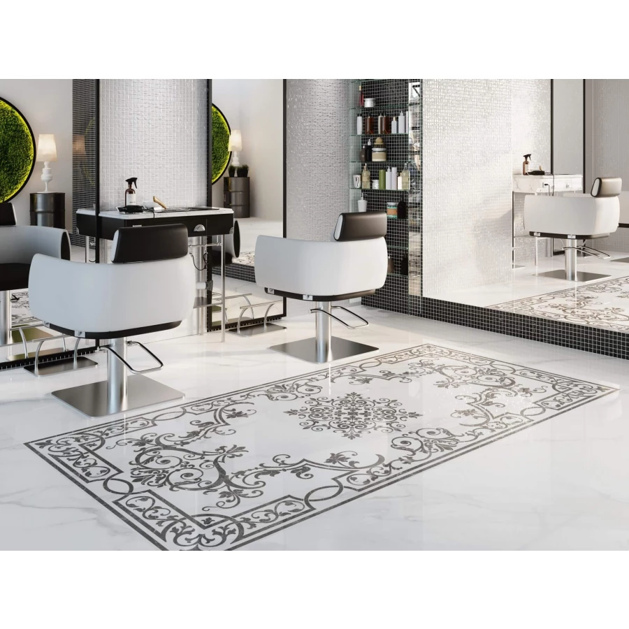 Керамогранит Kerama Marazzi Монте Тиберио декорированный лаппатированный обрезной белый SG591722R 238,5x119,5 см