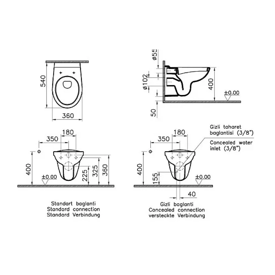 Комплект Vitra Normus унитаз подвесной с дюропластовой крышкой МЛ инсталляция панель смыва глянец хром (730-0180) 9773B003-7206