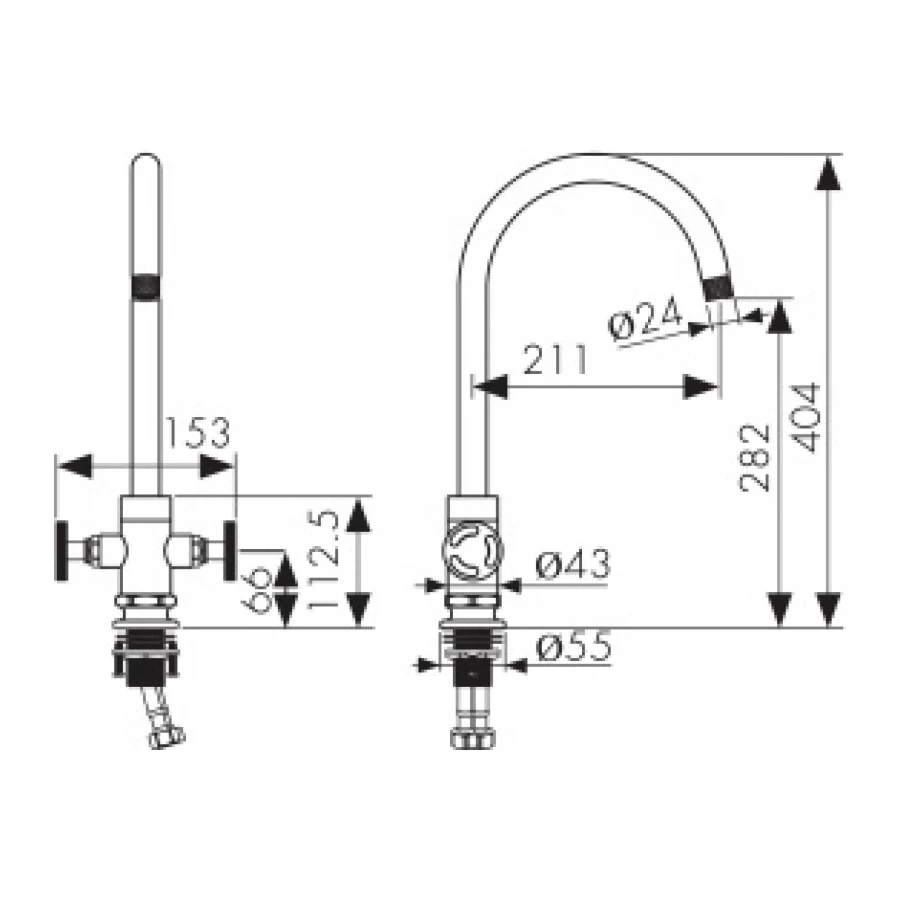 Смеситель для кухни Kaiser Topaz круг 2-х вентильный 
