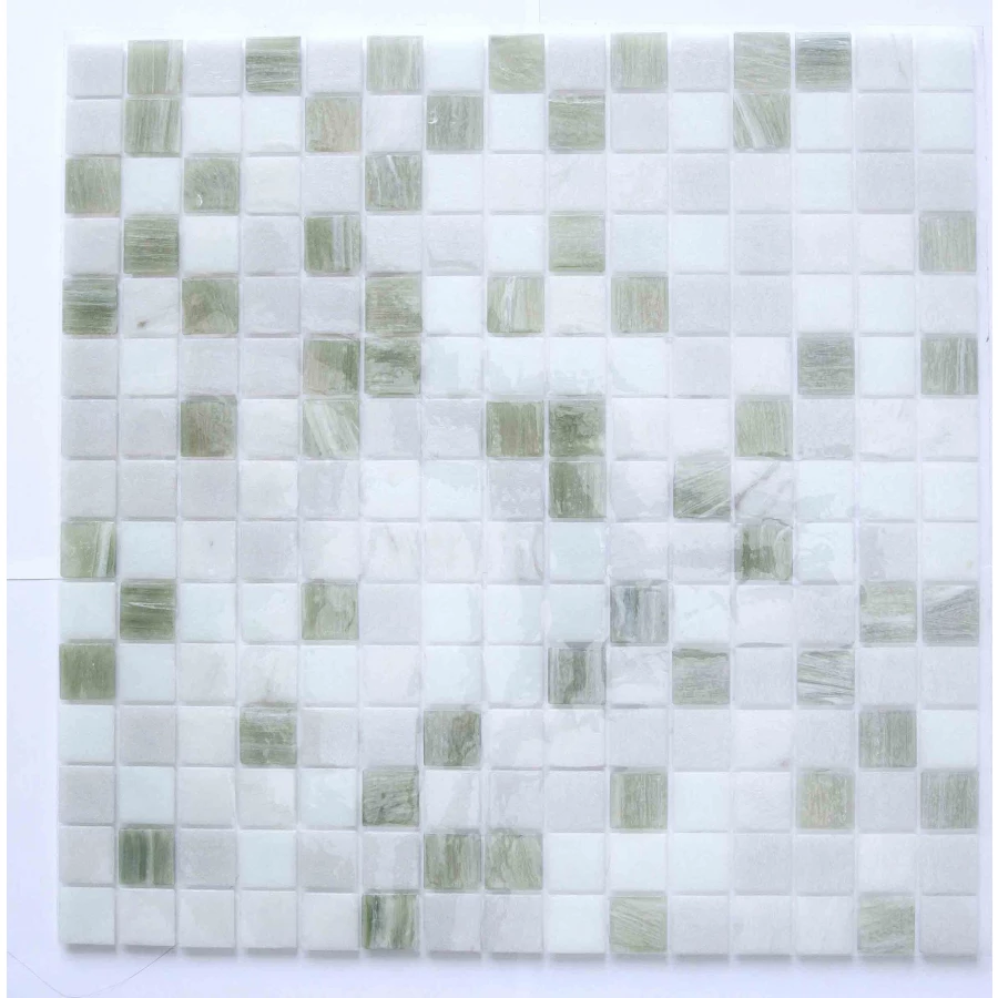 Стеклянная мозаика Trend Aquatica Ice Palace сетка 2x2 глянцевая белая ICEPal-OA07000303 31,6х31,6 см