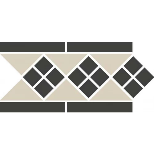 Керамогранит TopCer Оцтагон Бордер Лисбон 1 Витх 1 Стрип Станд / Octagon Border Lisbon 1 With 1 Strip Stand матовый белый черный LISBON1 B16/14 28,1х15,1 см