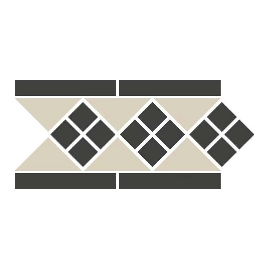 Керамогранит TopCer Оцтагон Бордер Лисбон 1 Витх 1 Стрип Станд / Octagon Border Lisbon 1 With 1 Strip Stand матовый белый черный LISBON1 B16/14 28,1х15,1 см
