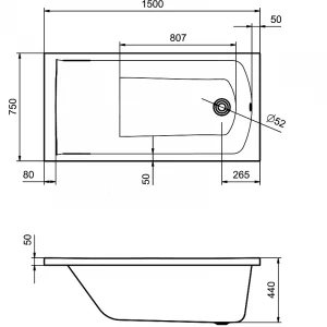Акриловая ванна Santek Фиджи 1.WH50.1.598 150x75 см