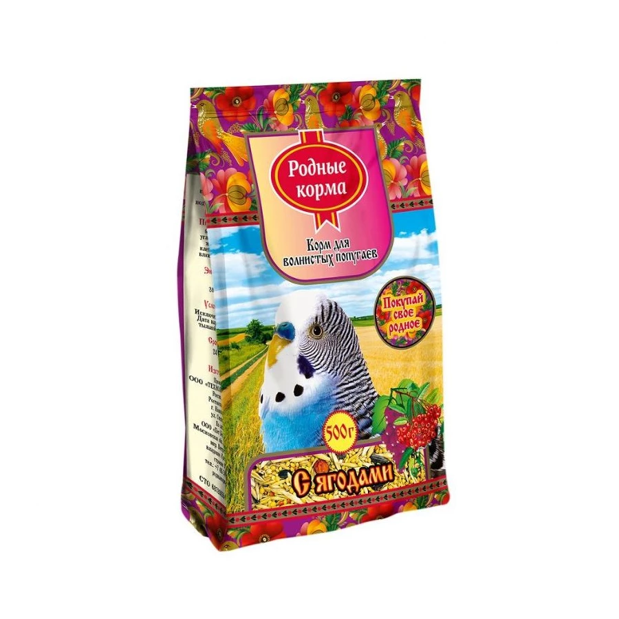Корм для волнистых попугаев Родные корма ягоды 500 г