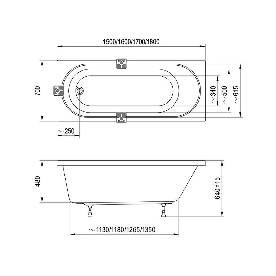 Ванна Ravak Sonata II белая C635R00000 170х70 см