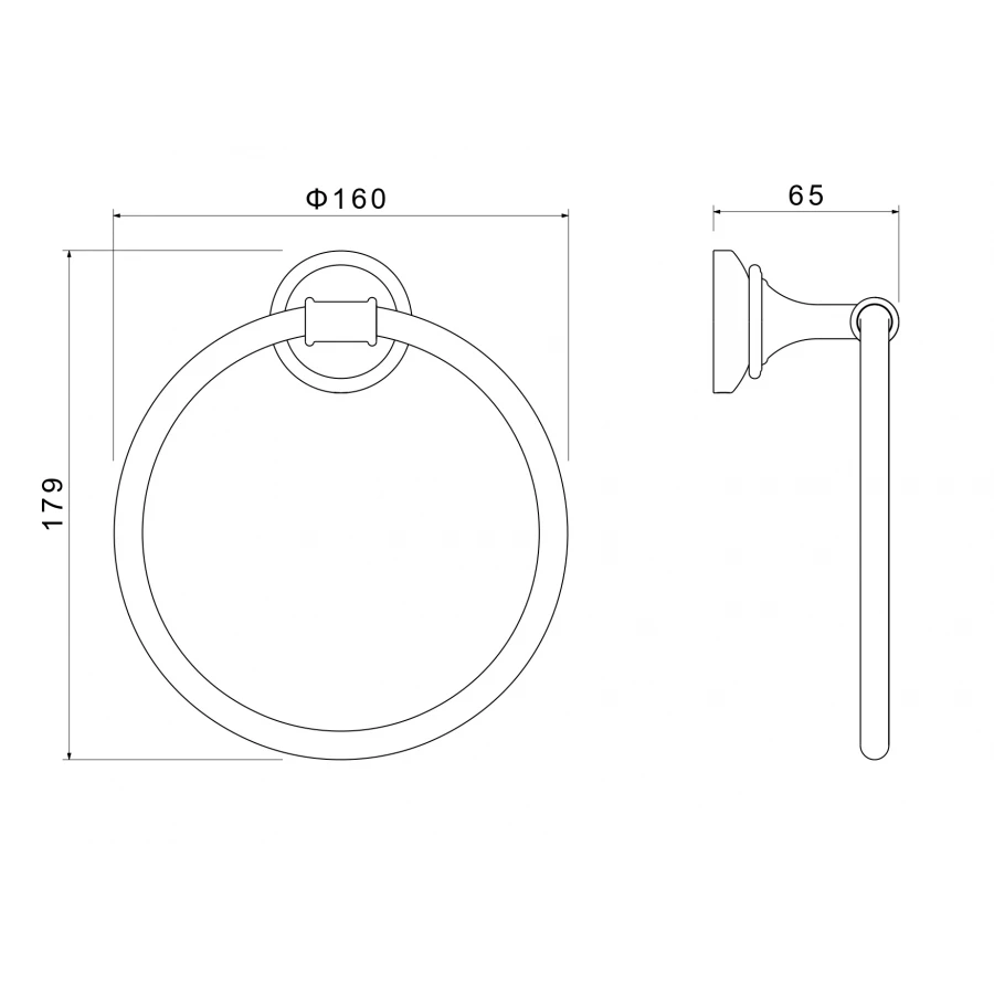 Полотенцедержатель кольцо Aquatek Классик полированный золото AQ4512PG
