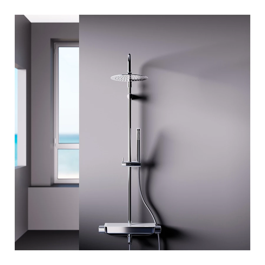 Душевая система Damixa Scandinavian Pure с ванно душевым смесителем полкой 936730000