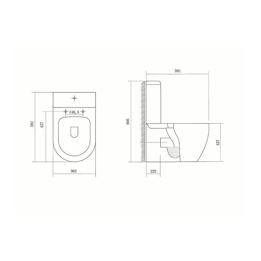 Унитаз напольный безободковый с бачком Aquatek Оберон горизонтальный выпуск тонкое сиденье с механизмом плавного закрывания крепеж AQ1273S-00 59,1х36,2х80,5 см