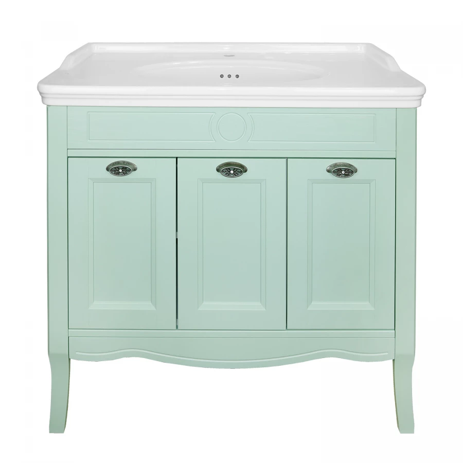 Комплект Тумба Azario Carolina 100 патина с раковиной Artdeco 100 Kale фисташковый CS00089178 100х88х50 cм