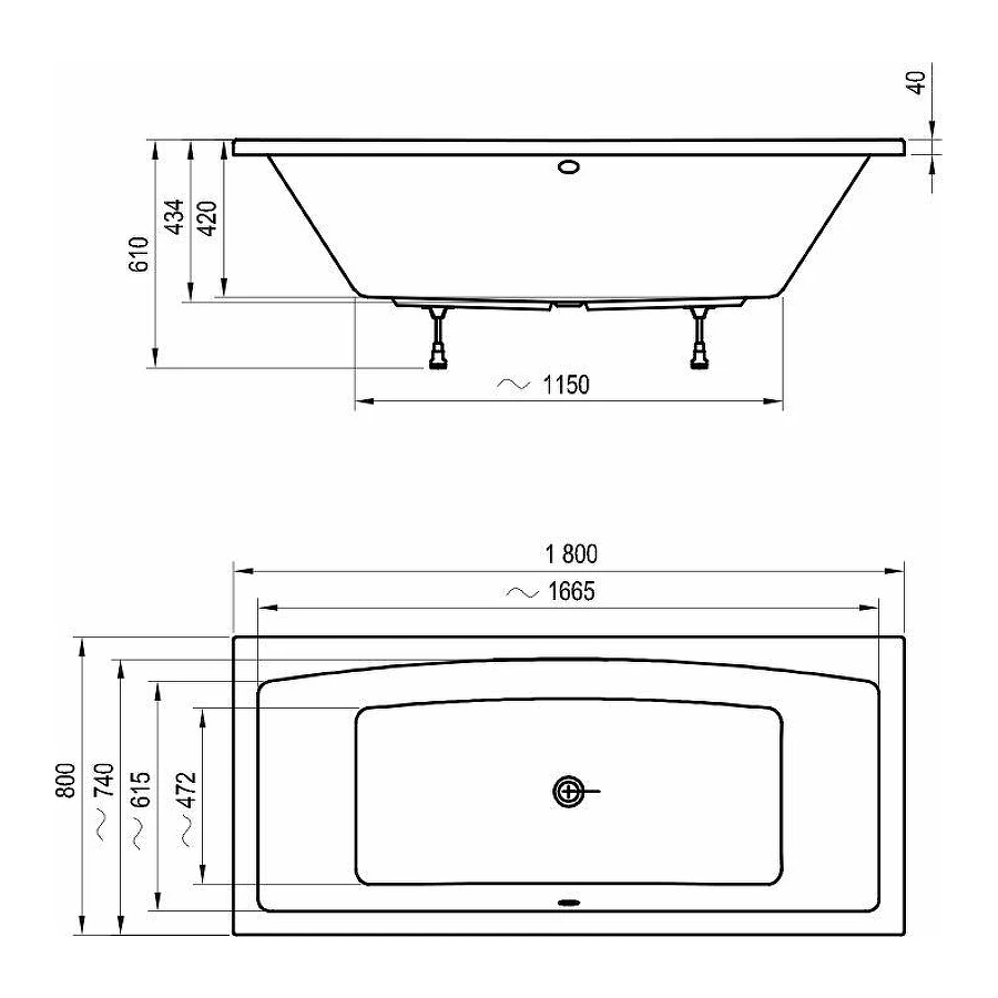 Ванна Ravak Formy 02 белая C891000000 180x80 см
