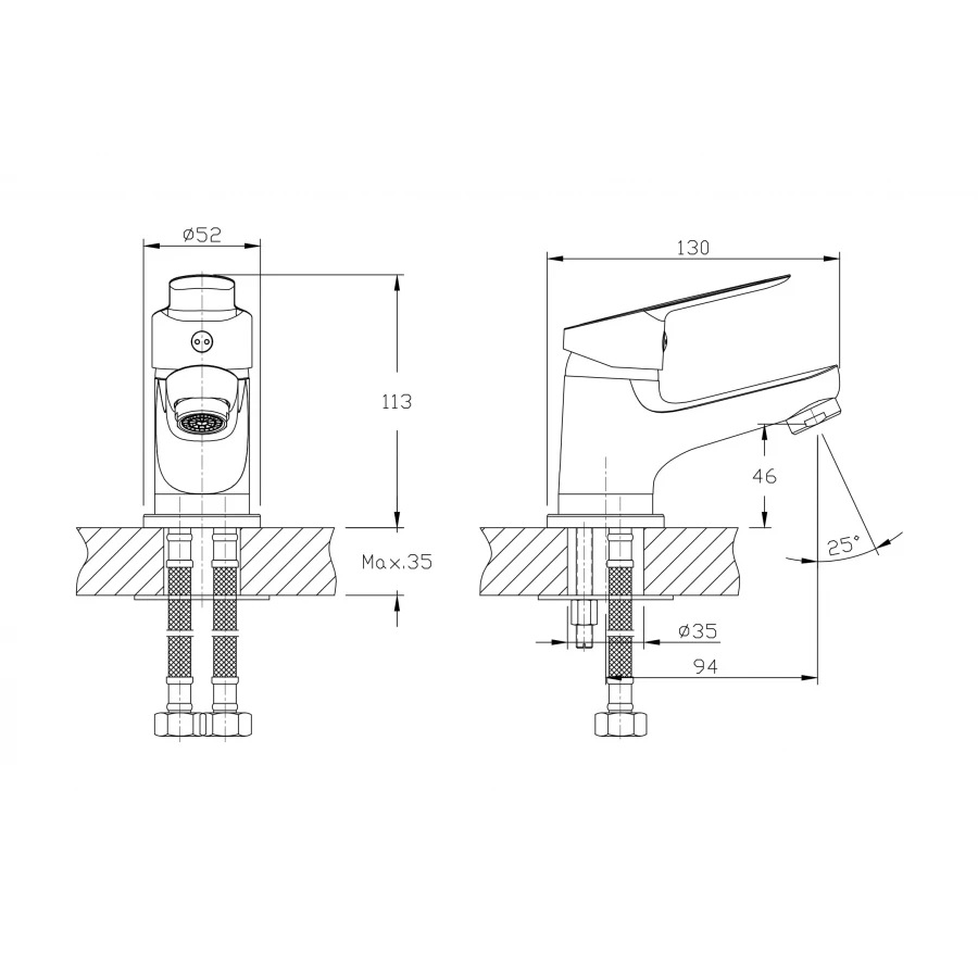 Смеситель для раковины Rush Crete CR3535-11 хром