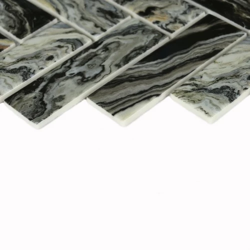 Мозаика Bonaparte Стеклянная мозаика Hadar Black 98х30 глянцевая черная 28,6х26,8 см