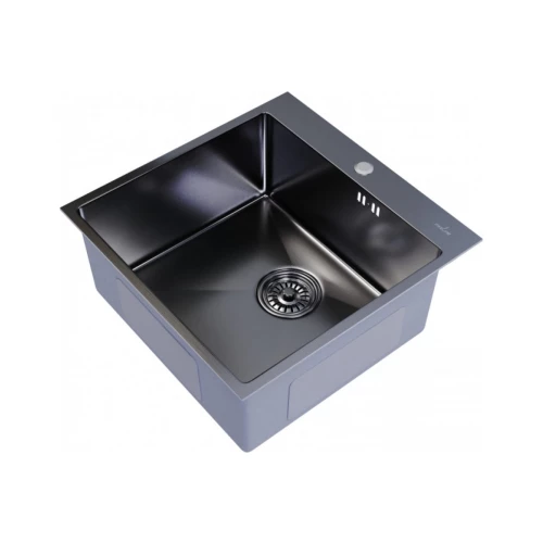 Мойка MixLine PRO настольный монтаж вып 3 1/2 20 см с сифоном черный графит 547230 50х50 см