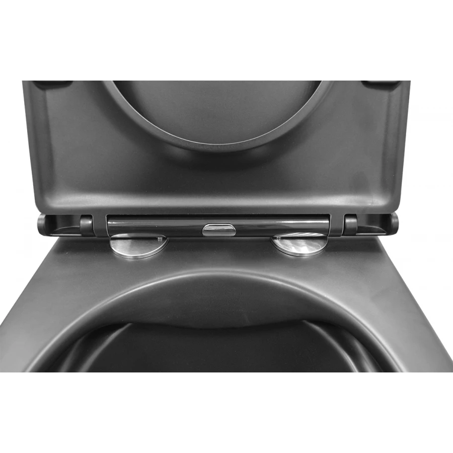 Унитаз подвесной Azario Teramo безободковый с сиденьем микролифт черный матовый AZ -053E-R-MB 51.5х35.5х36.5 см