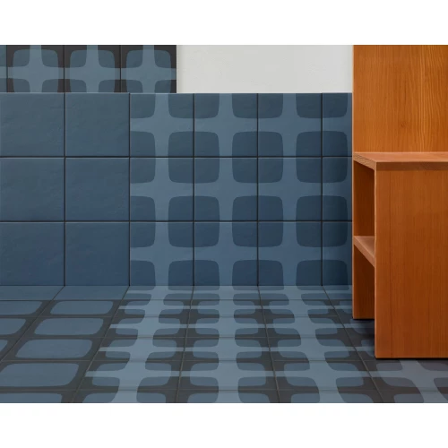 Керамогранит Mutina Бетты Нигхт Блуе Сет / Betty Night Blue Set матовый синий REBS03 20,5х20,5 см