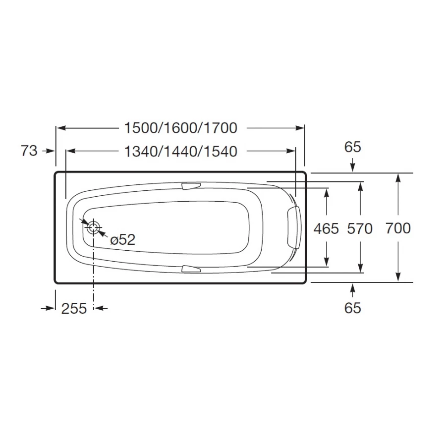 Ванна акриловая Roca Sureste прямоугольная Z.RU93.0.276.9 170х70 см