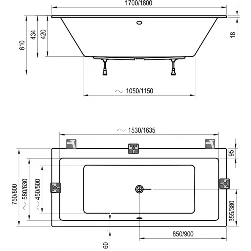 Ванна Ravak Formy 01 slim белая C881300000 180x80 см