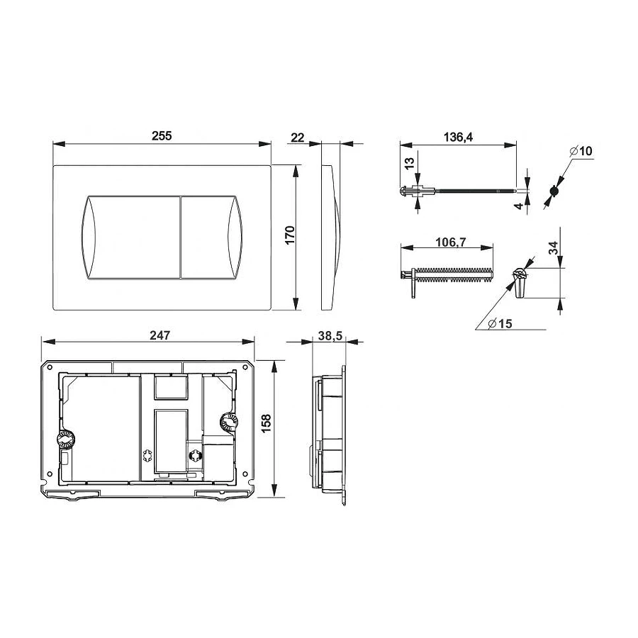 Клавиша для инсталляции Roca Active 62B белая 8901160B0