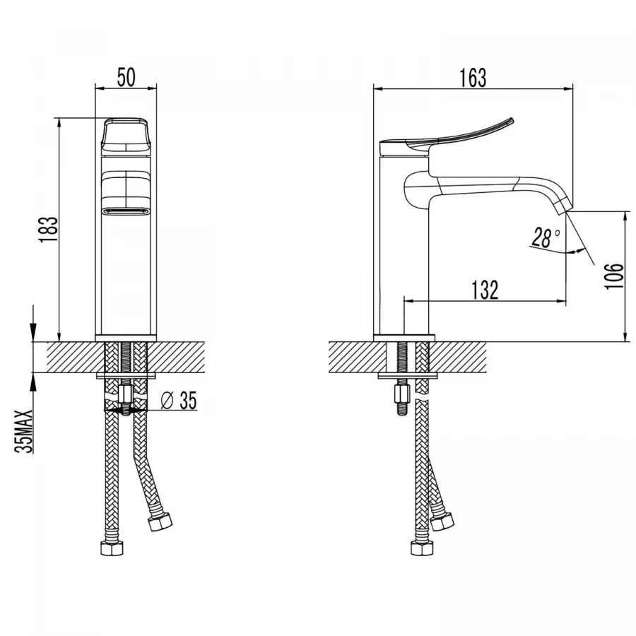 Смеситель для раковины Azario Ability керамический картридж без донного клапана графит AZ-VQR168331AJ