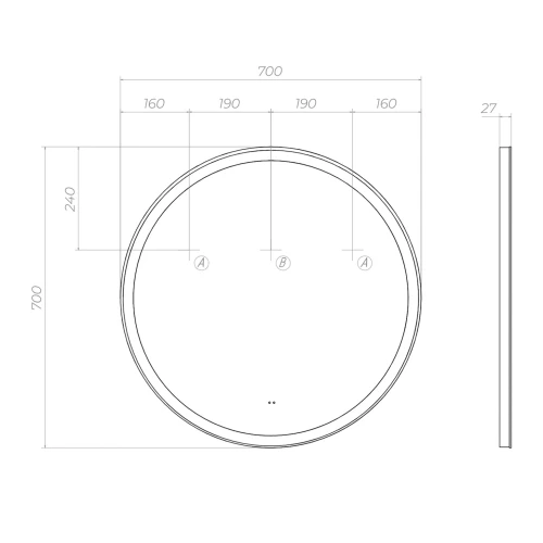 Зеркало Vigo Cosmo Comfort 700 139 70x70 см