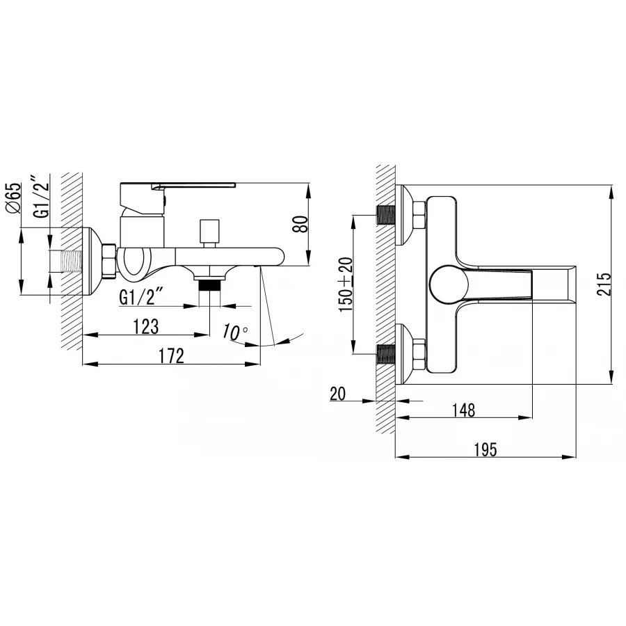Смеситель для ванны Azario Faro с ручным душем керамический картридж хром AZ-PS23459C