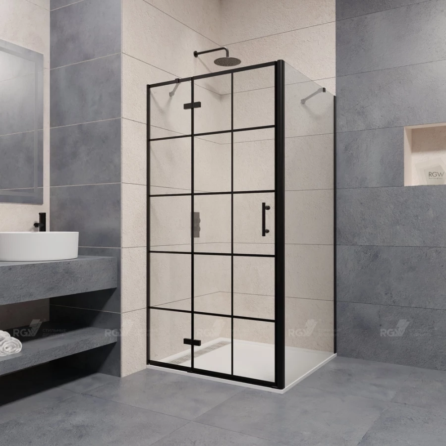 Душевой уголок RGW PA-77B L PA-07B L + Z-050-2B + держатель O-204 Прозрачное 41087701-084L 100х110 см