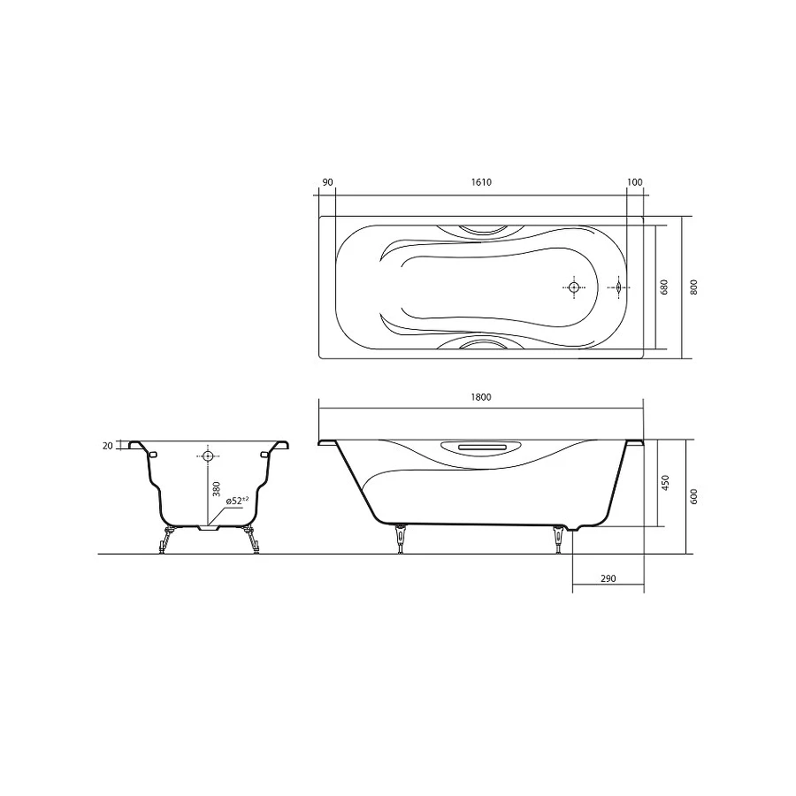 Ванна Aquatek Гамма AQ8080FH-00 180х80 см