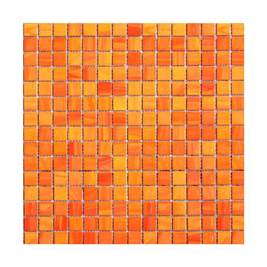 Стеклянная мозаика JNJ Mosaic Aurora Starcloud сетка 2x2 глянцевая оранжевая 04-199 32,7х32,7 см