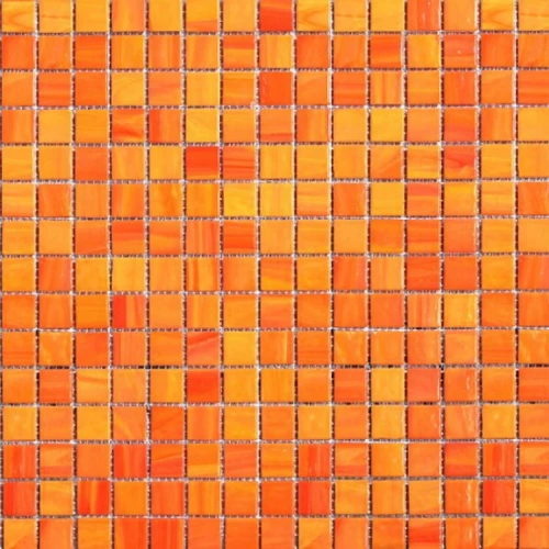 Стеклянная мозаика JNJ Mosaic Aurora Starcloud сетка 2x2 глянцевая оранжевая 04-199 32,7х32,7 см