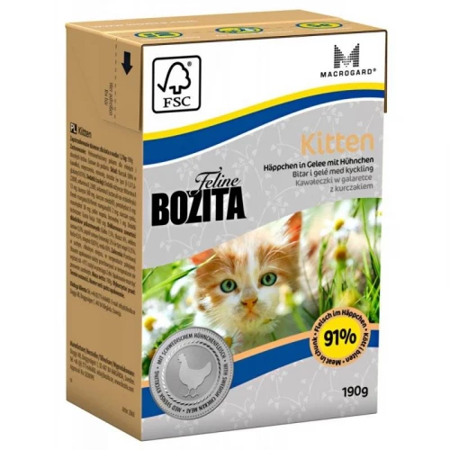 Консервы для котят,молодых,беременных и кормящих кошек Bozita Feline Funktion Kitten Tetra Pak кусочки с курицей 2160-2060 190 г